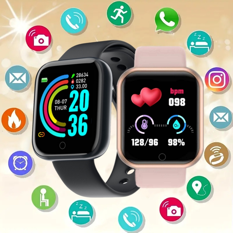 Smartwatch Watches For Kids - นาฬิกาสมาร์ทวอทช์สายรัดข้อมือฟิตเนสสมาร์ทวอท์ชสำหรับผู้ชาย, นาฬิกาเตือนความจำควบคุมเพลงได้ Y68 D20