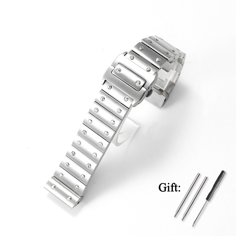 Cartier Watch Tank - สายนาฬิกาสแตนเลสคุณภาพสูงขนาด 23 มม. สำหรับนาฬิกา Cartier Santos