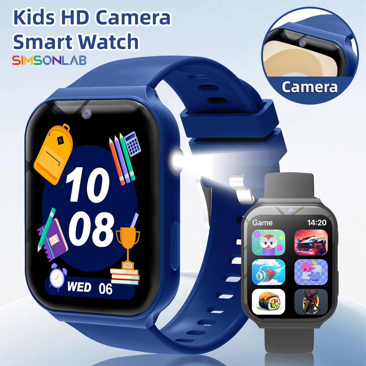 Smartwatch Watches For Kid Boy - เพื่อนร่วมเรียนสำหรับเด็ก กล้อง HD ไฟฉาย เกมหลากหลาย เครื่องคิดเลข