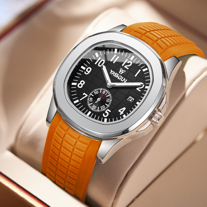 Smartwatch Casual Watches For Men - แบรนด์สปอร์ตนาฬิกาผู้ชายธุรกิจกันน้ำชายนาฬิกาเรืองแสงซิลิโคนแบนด์เดทสแควร์ควอตซ์นาฬิกาผู้ชายรีโลจ ฮอมเบอร์