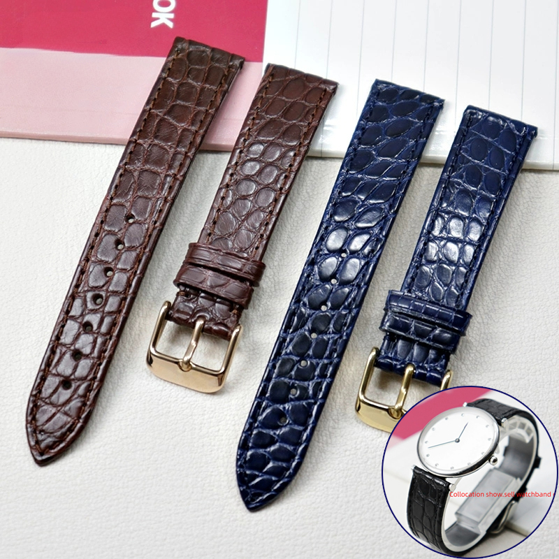 Cartier Watch Tank - จระเข้บางสายหนังแท้สําหรับ Longines L4 L2 Seiko Omega