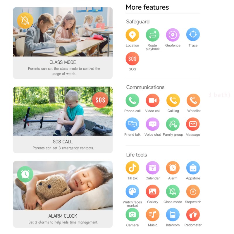 สมาร์ทวอทช์เด็ก 4G พร้อมหน้าจอ - Smartwatch Watches For Kids บทวิจารณ์และราคา