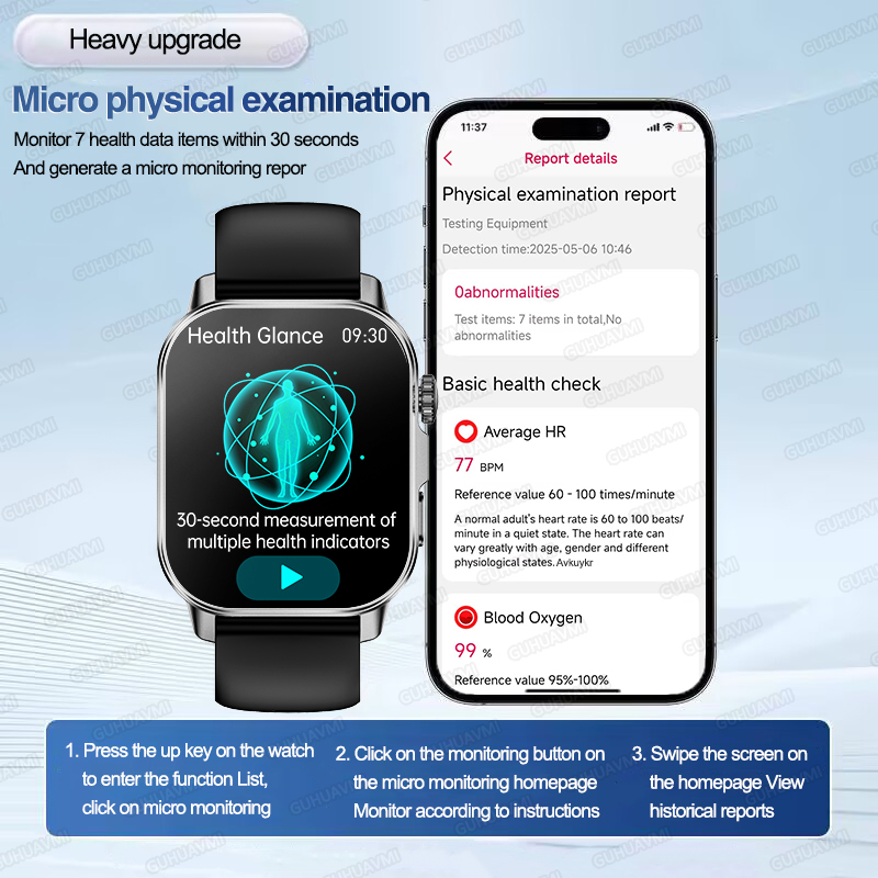 สมาร์ทวอทช์วิเคราะห์อารมณ์สำหร - Smartwatch Square Watches For Men บทวิจารณ์และราคา
