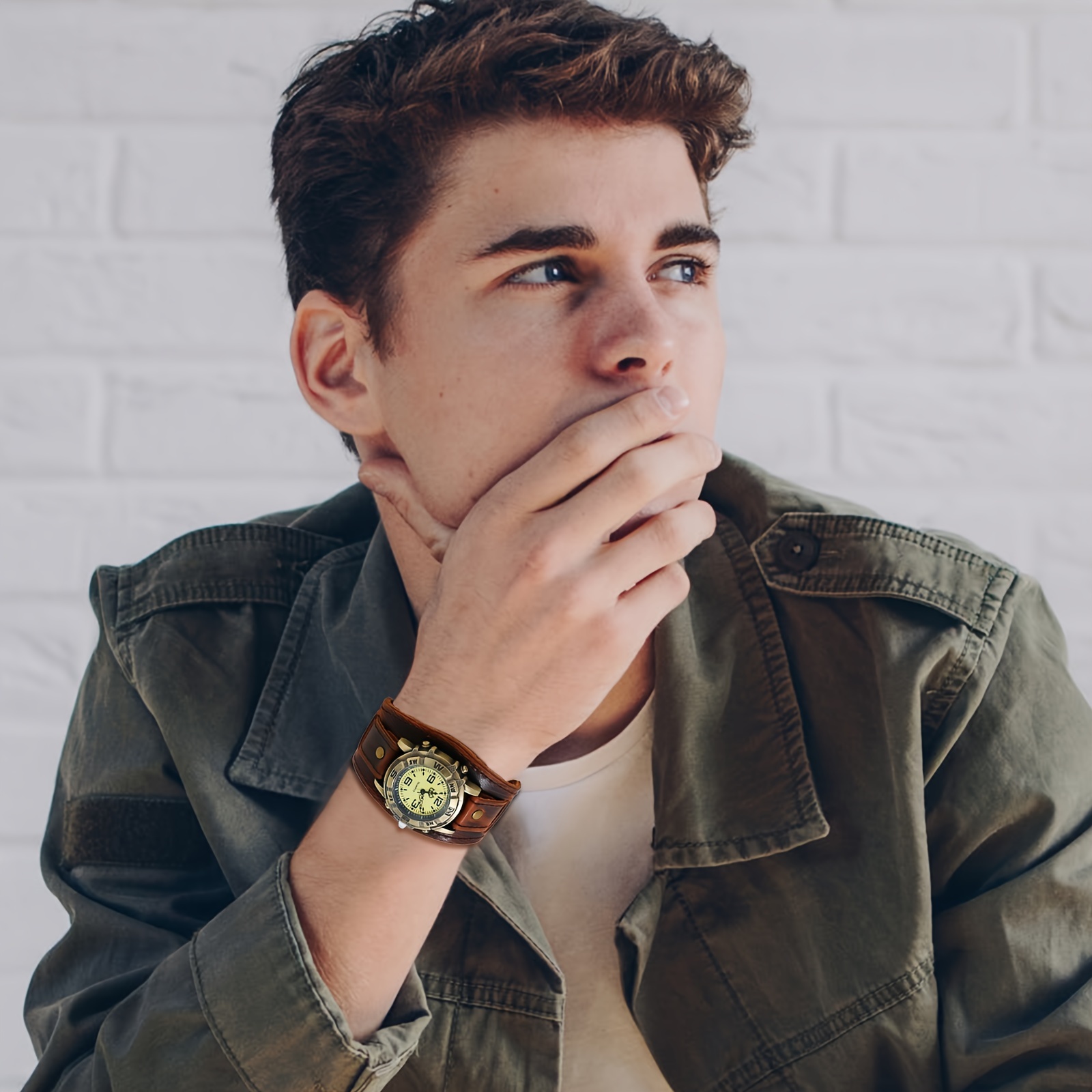 【 วันฮาโลวีน 】 นาฬิกาข้อมือหนั - Smartwatch Casual Watches For Men บทวิจารณ์และราคา