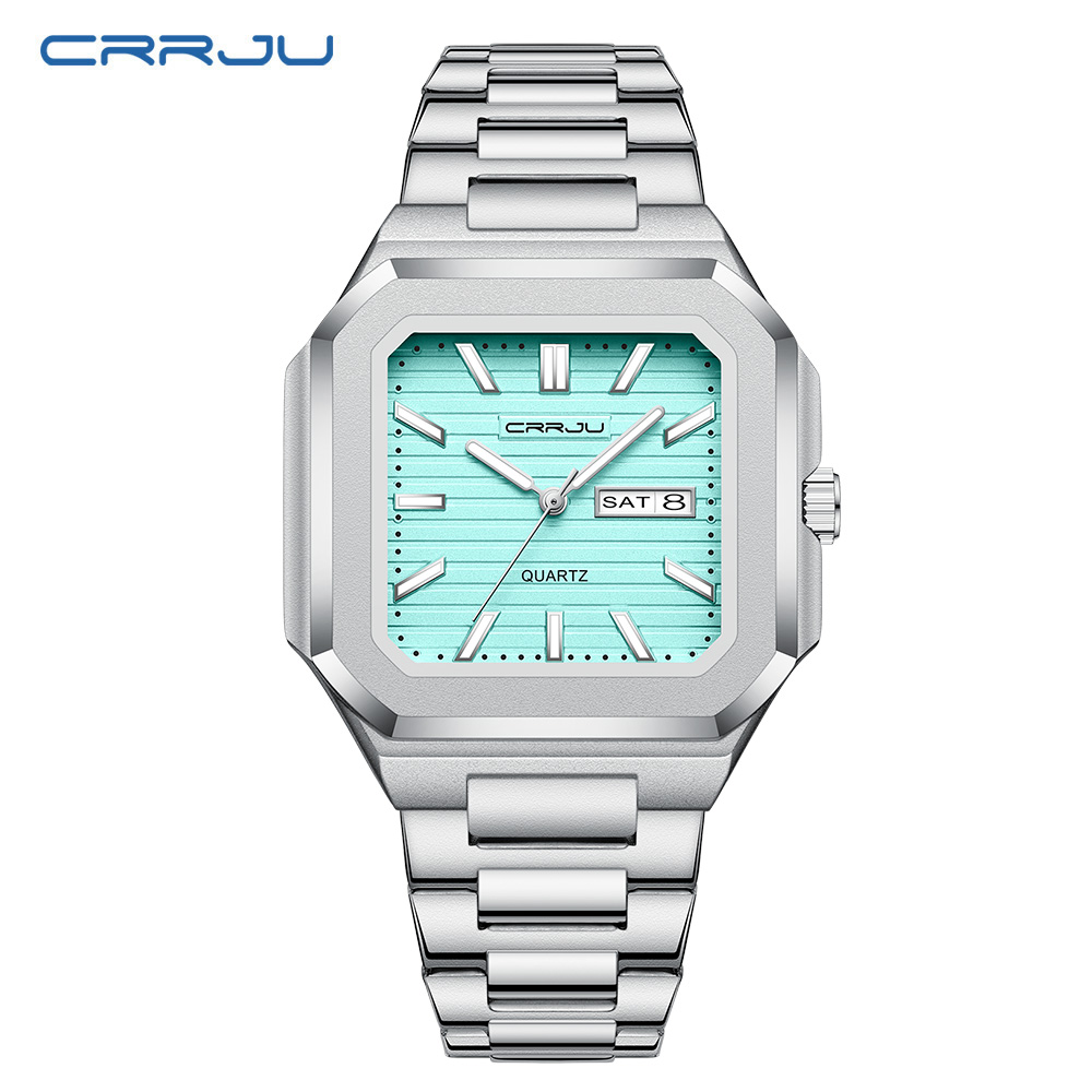 CRRJU นาฬิกาข้อมือสแตนเลสลำลอง - Smartwatch Square Watches For Men บทวิจารณ์และราคา