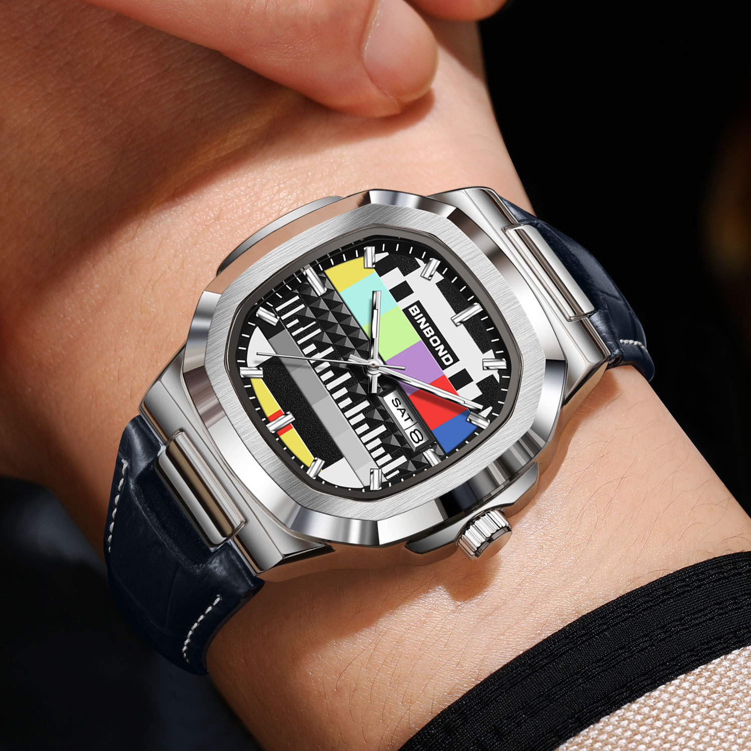 BINBOND นาฬิกาข้อมือทรงสี่เหลี - Smartwatch Casual Watches For Men บทวิจารณ์และราคา