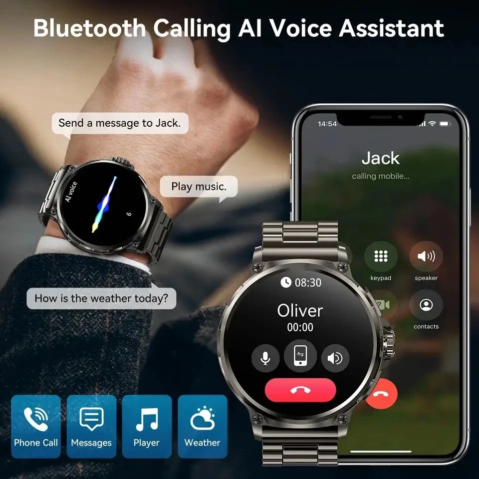 นาฬิกาสมาร์ทวอทช์บลูทูธโทรออกไ - Smartwatch Watches Gift For Men บทวิจารณ์และราคา